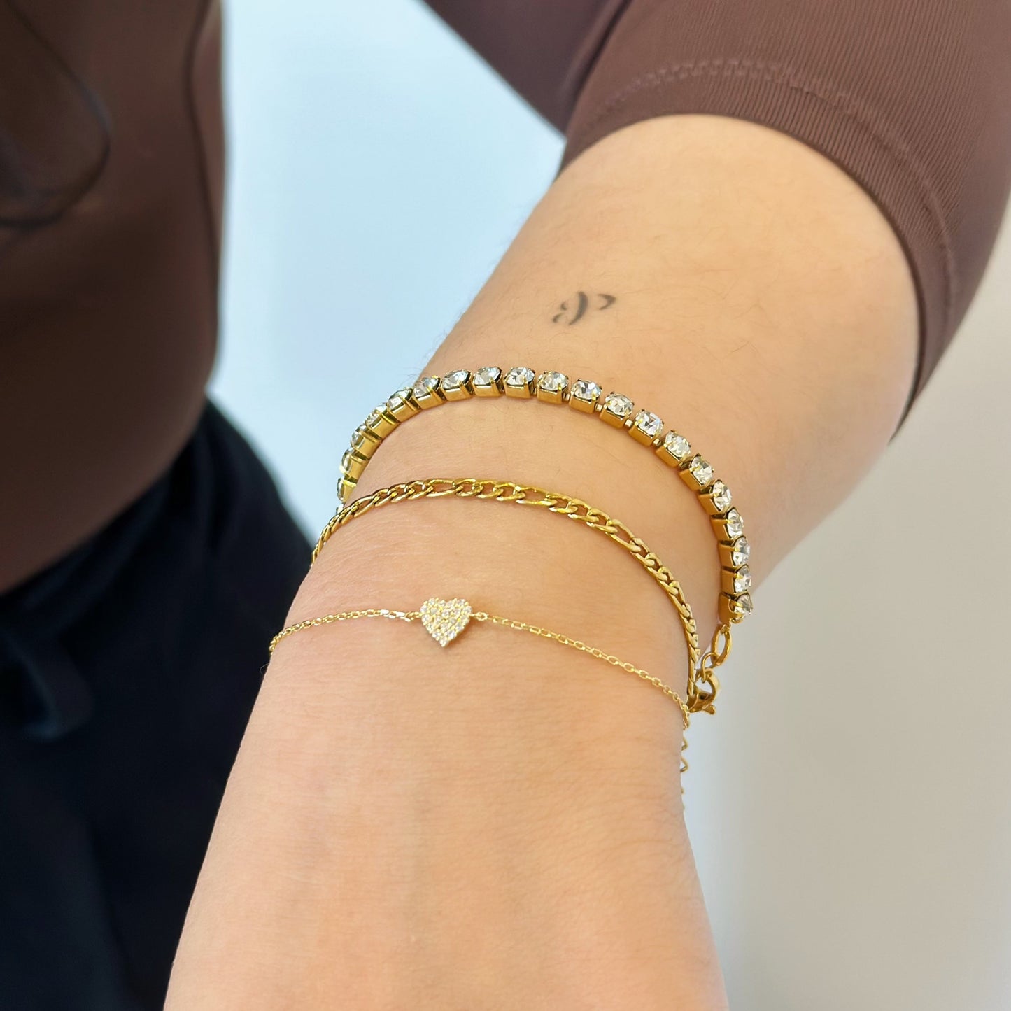 dainty sterling silver gold heart bracelet