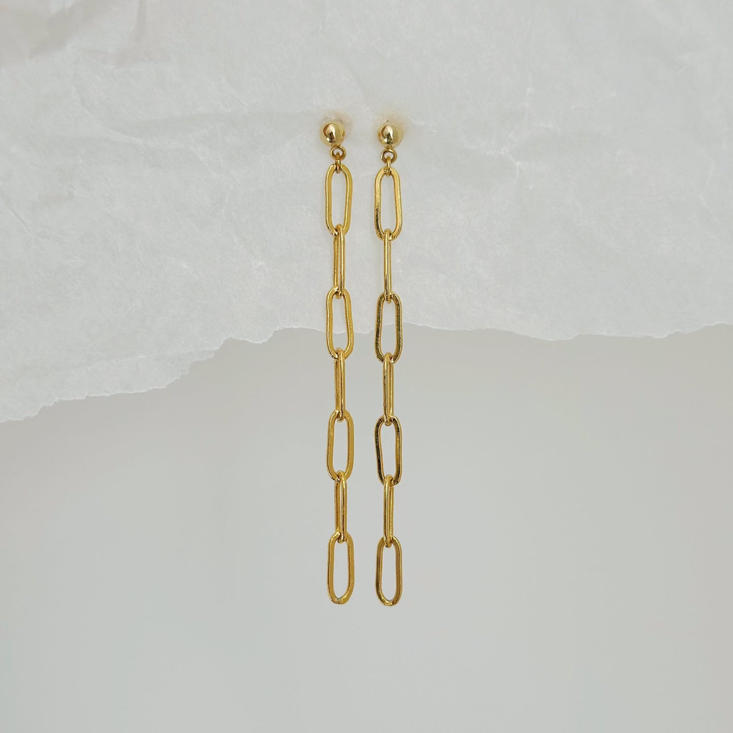 gold paperclip drop earrings