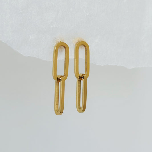 dainty gold paperclip earrings