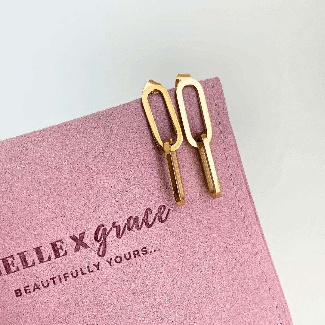 dainty gold paperclip earrings