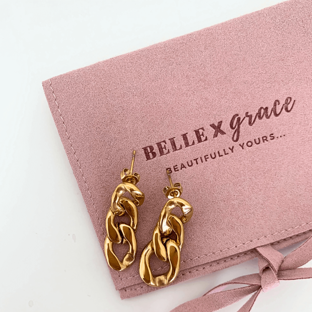 gold chunky drop earrings