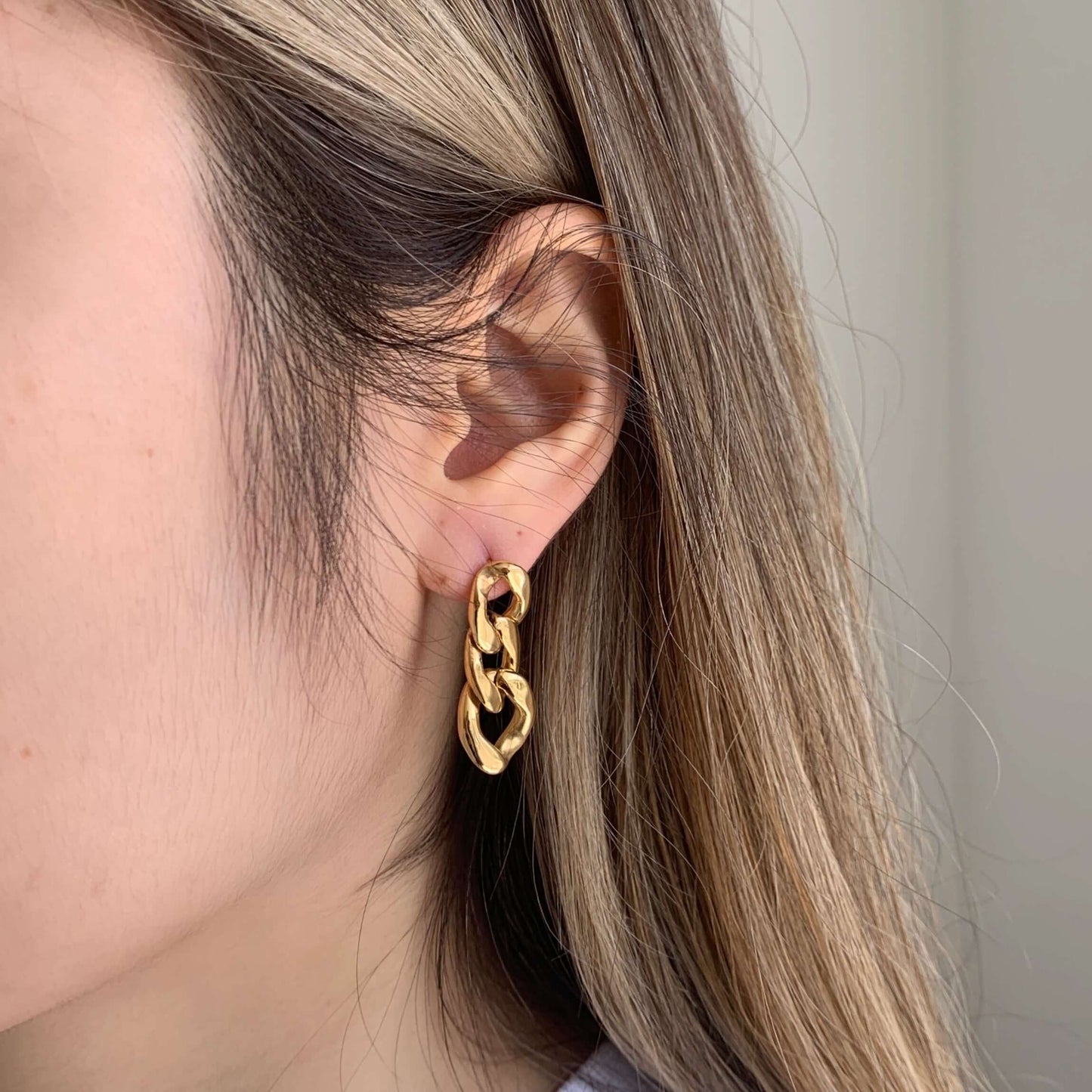 gold chunky drop earrings