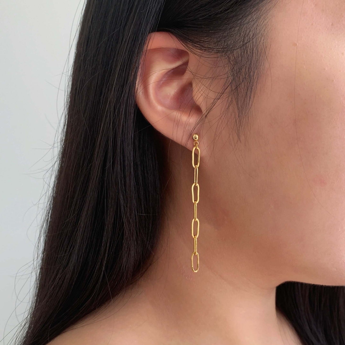 gold paperclip drop earrings