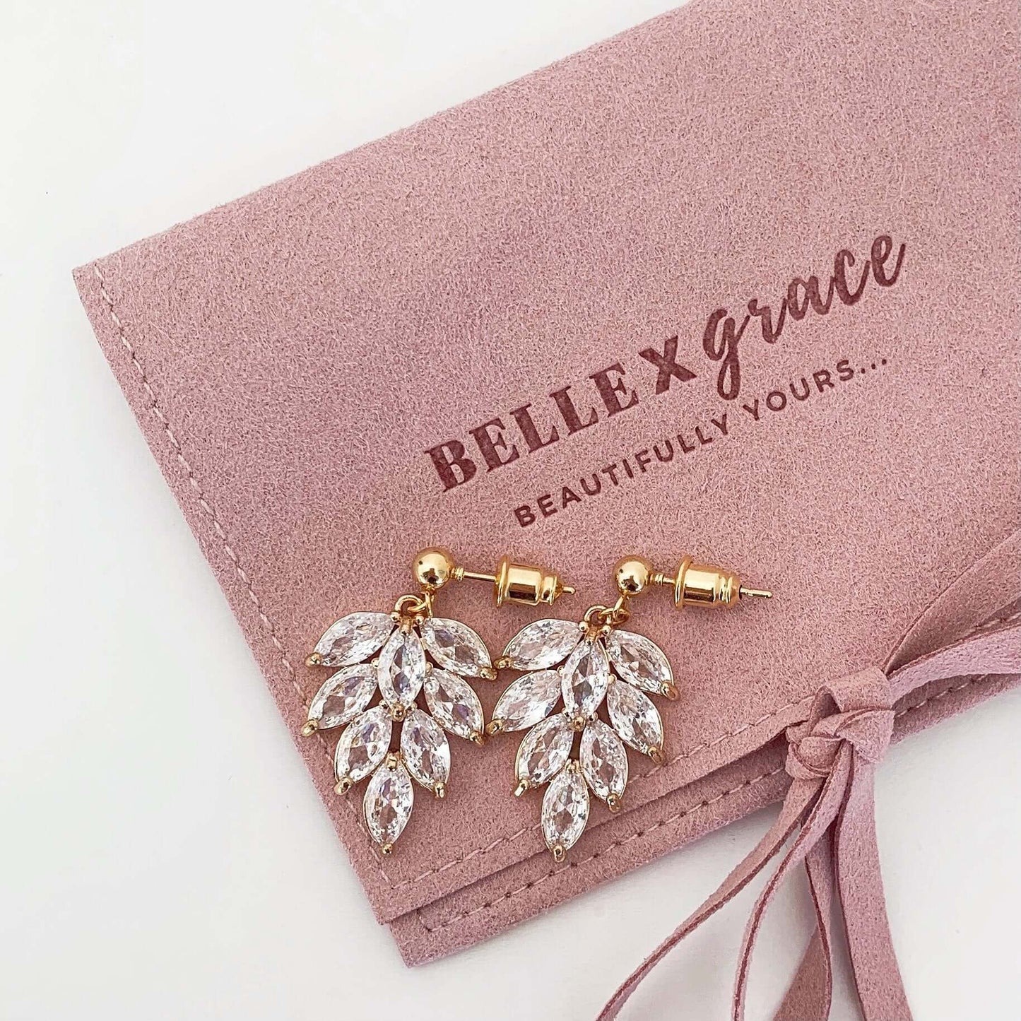 cubic zirconia leaf charm drop earrings