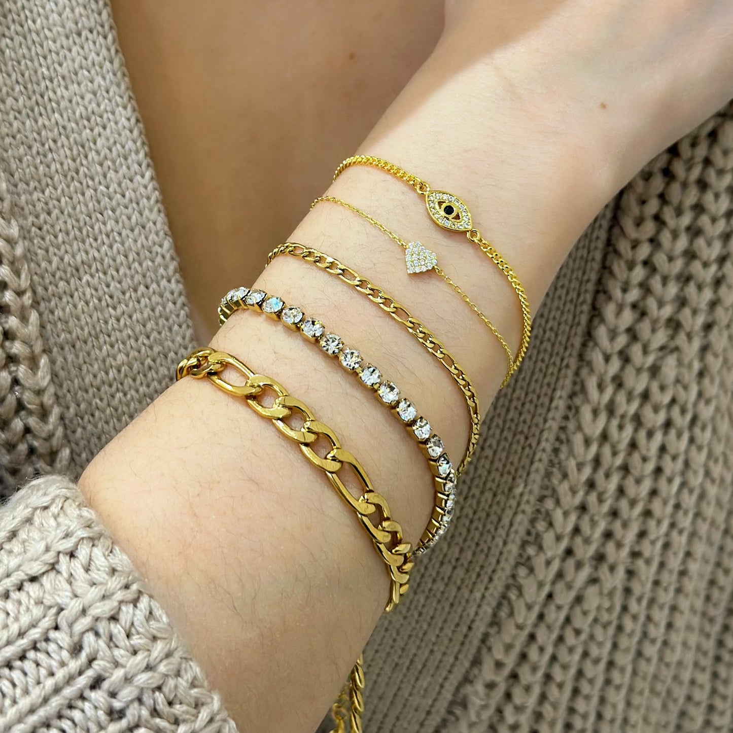 gold bracelet stack