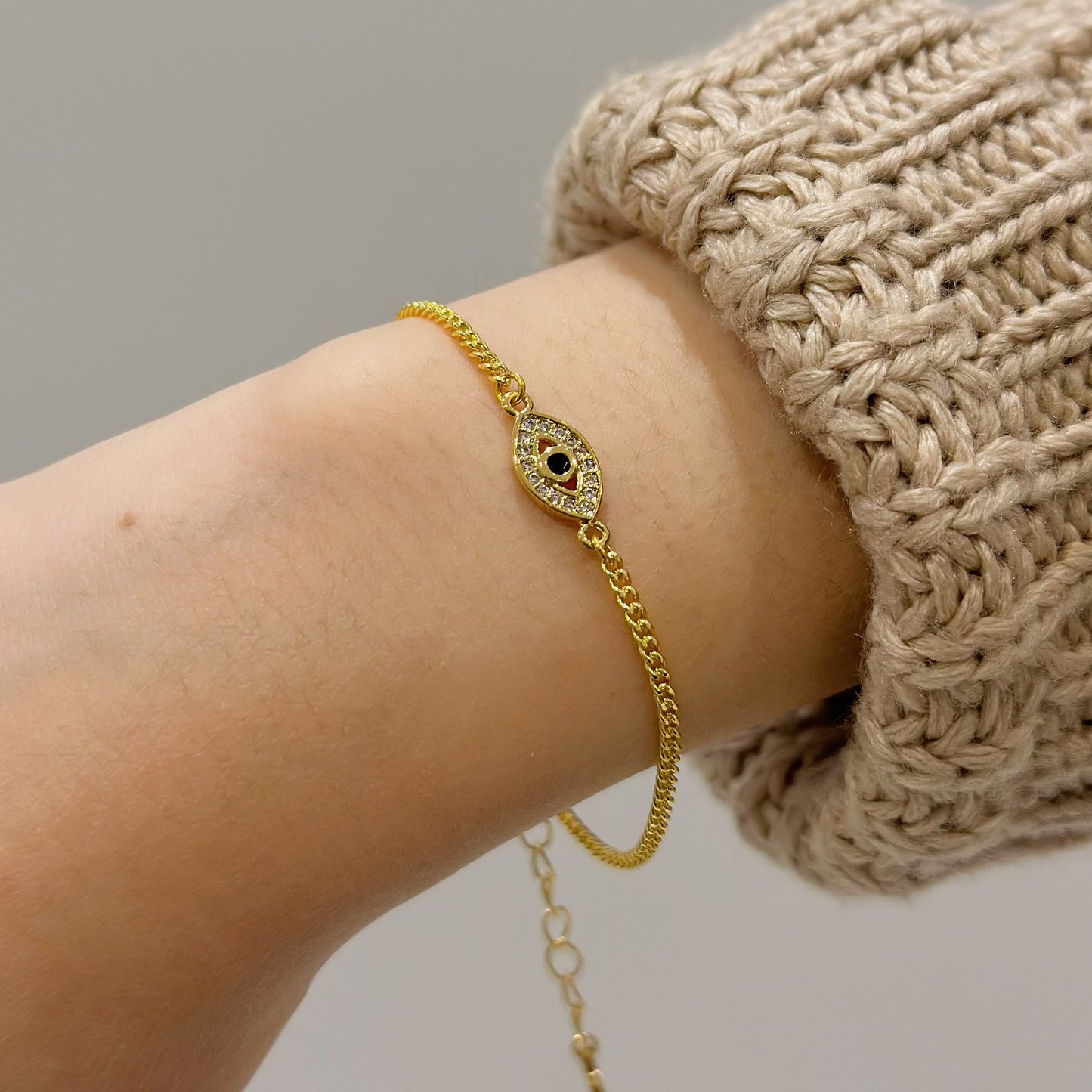 gold filled evil eye bracelet