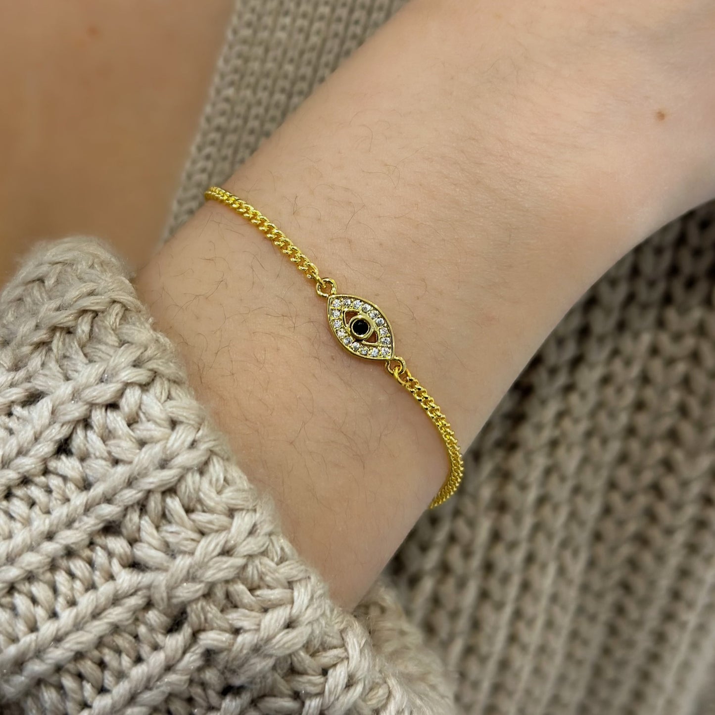 gold filled evil eye bracelet