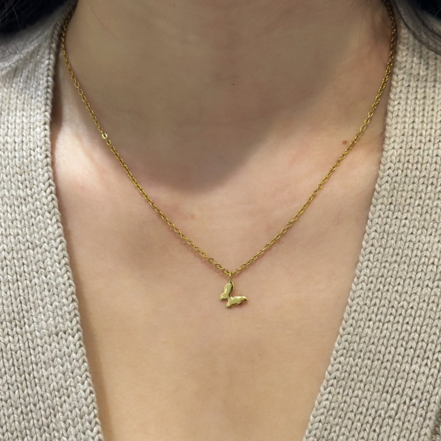 dainty gold butterfly necklace