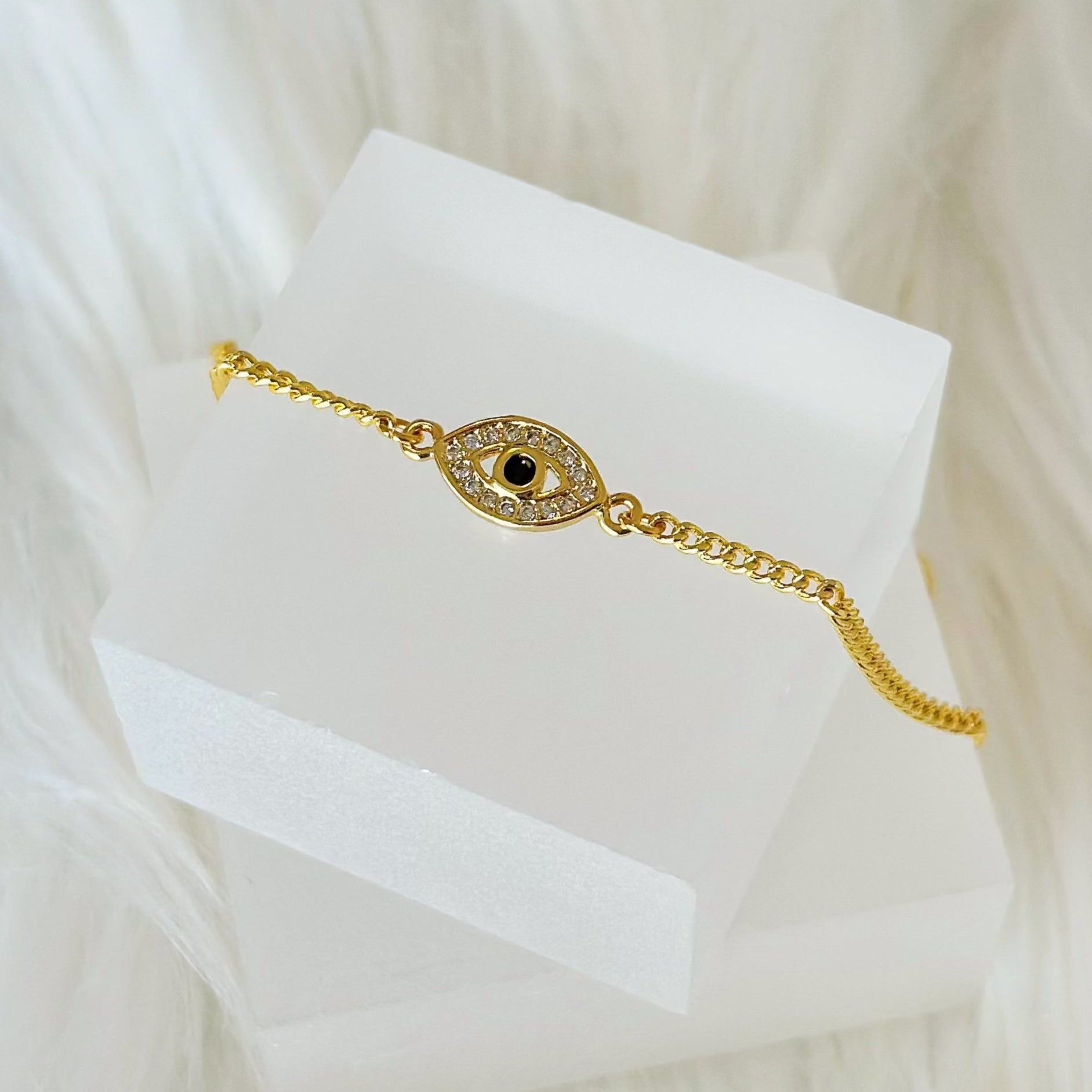 gold filled evil eye bracelet