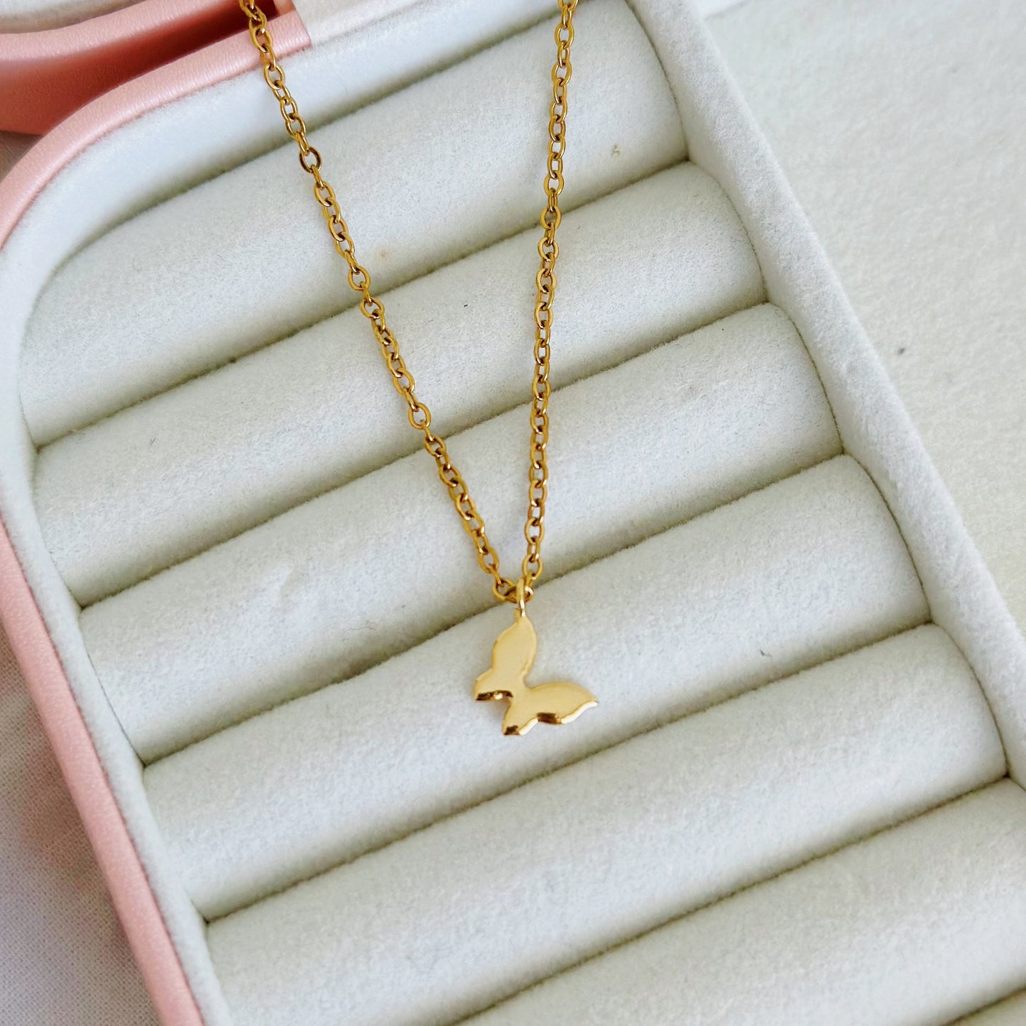 dainty gold butterfly necklace