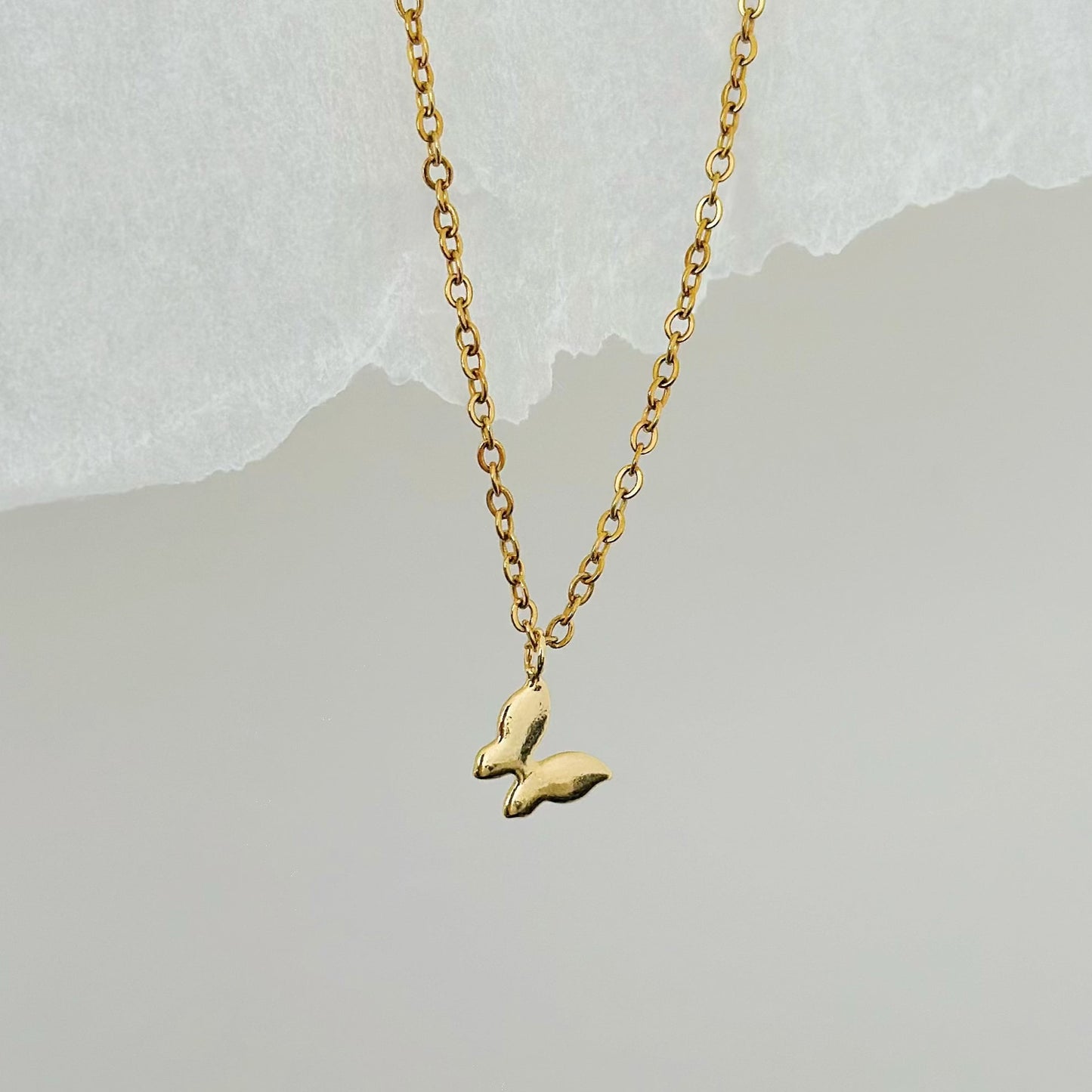 dainty gold butterfly necklace