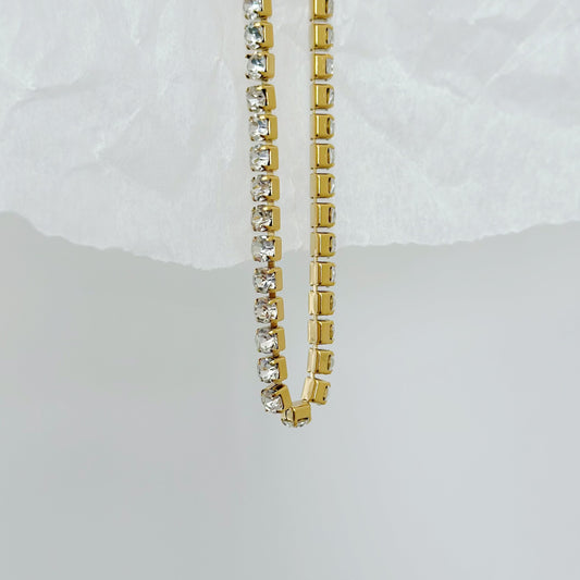 gold cubic zirconia tennis chain bracelet