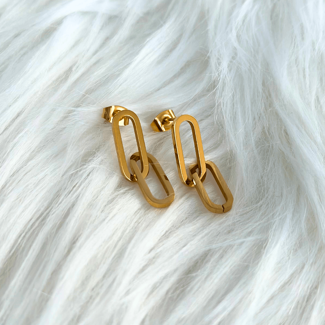 dainty gold paperclip earrings