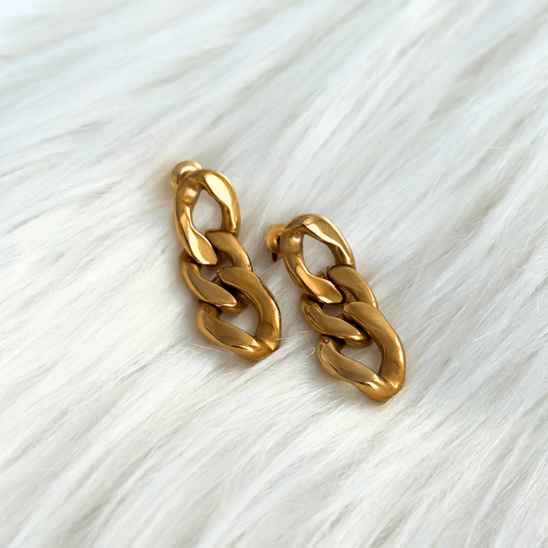 gold chunky drop earrings