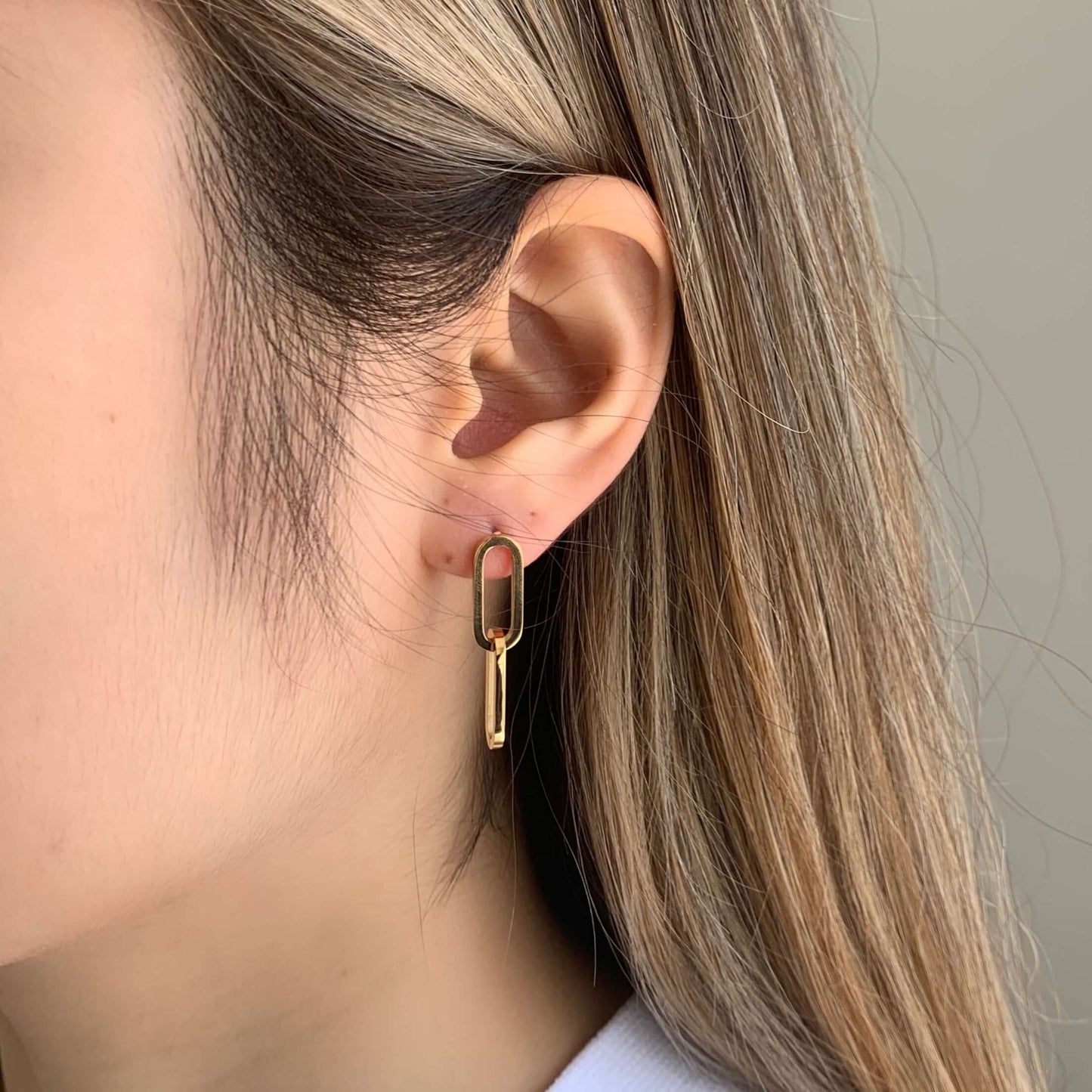 dainty gold paperclip earrings