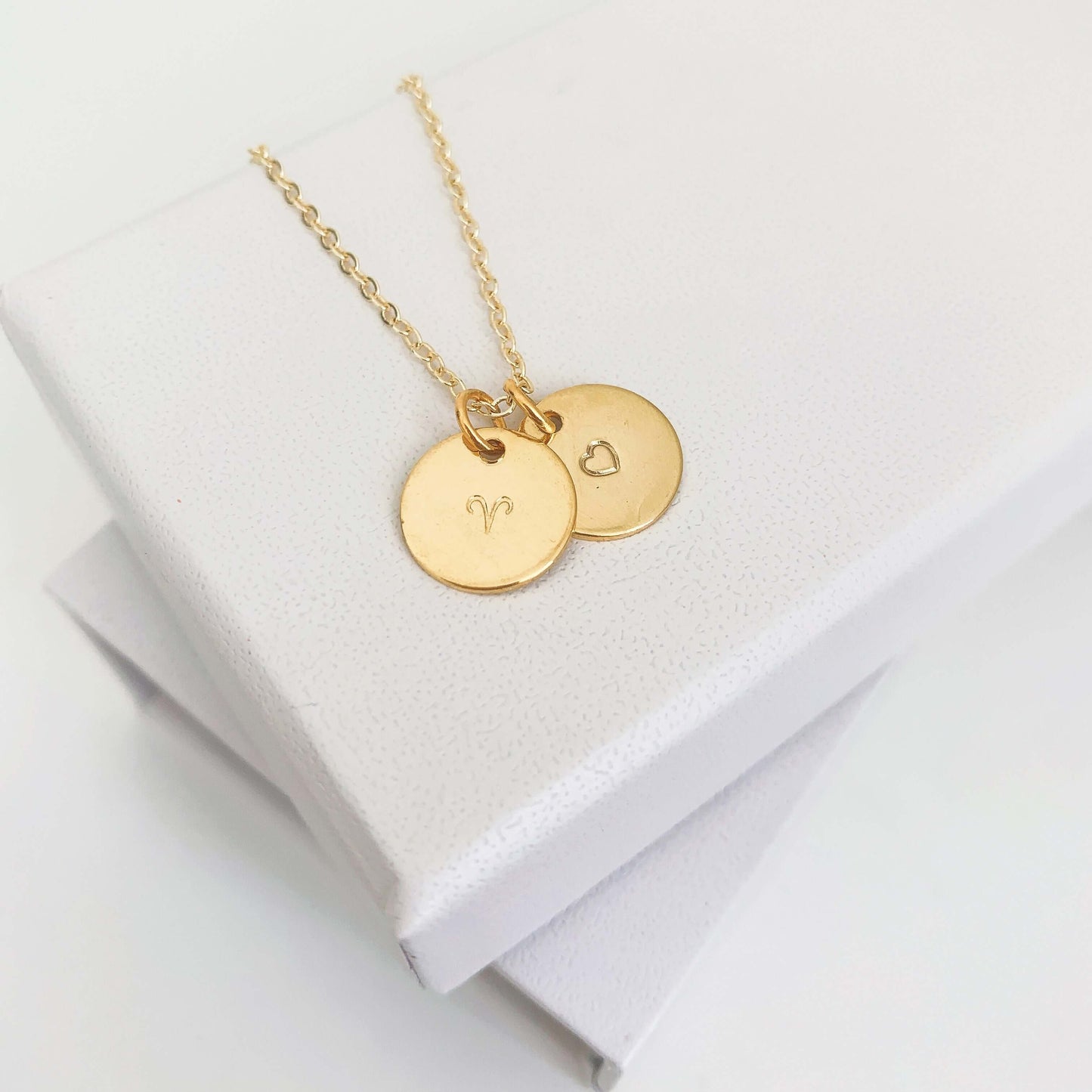 gold hand stamped zodiac necklace